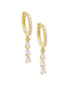 Adinas Jewels Crystal Teardrop Huggie Hoop Earrings