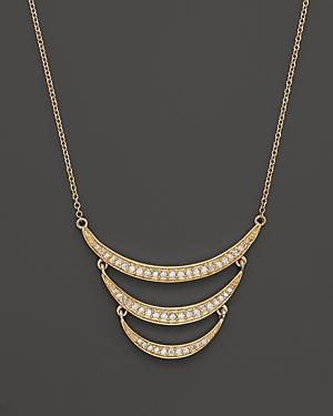 Diamond Crescent Pendant Necklace In 14k Yellow Gold, .30 Ct. T.w.