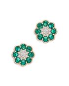 Bloomingdale's Emerald & Diamond Flower Stud Earrings In 14k Yellow Gold - 100% Exclusive