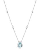 Bloomingdale's Aquamarine And Diamond Pear-shaped Pendant Necklace In 14k White Gold, 16 - 100% Exclusive