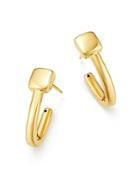 Bloomingdale's Square Button J Hoop Earrings In 14k Yellow Gold - 100% Exclusive