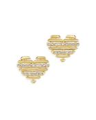 Bloomingdale's Champagne Diamond Heart Stud Earrings In 14k Yellow Gold, 0.20 Ct. T.w. - 100% Exclusive