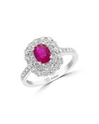 Bloomingdale's Ruby & Diamond Halo Ring In 14k White Gold - 100% Exclusive