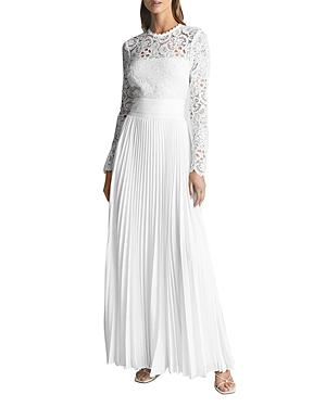Reiss Hazel Lace Top Pleated Maxi Dress