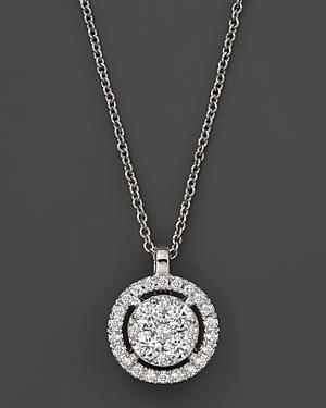 Diamond Cluster Pendant Necklace In 14k White Gold, .60 Ct. T.w.