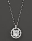 Diamond Cluster Pendant Necklace In 14k White Gold, .60 Ct. T.w.