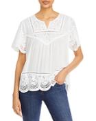 Single Thread Eyelet Short Sleeve Top