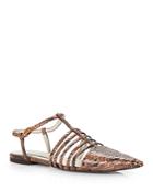 Stella Mccartney Women's Tunit Snake-embossed Pointed Toe Sandals