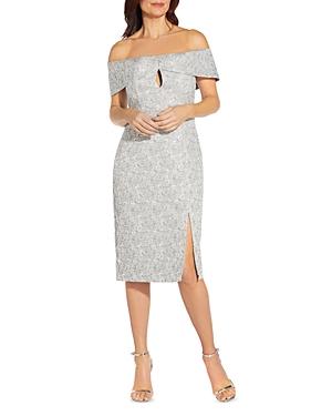 Aidan Mattox Metallic Jacquard Off-the-shoulder Dress