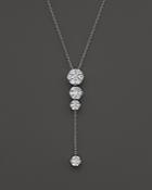 Diamond Cluster Drop Y Necklace In 14k White Gold, 1.0 Ct. T.w.