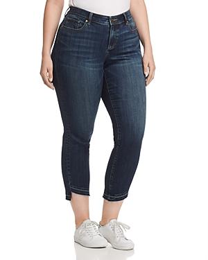 Vince Camuto Plus Curved-hem Crop Jeans In Dark Authentic