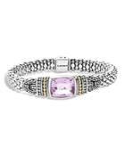 Lagos 18k Yellow Gold And Sterling Silver Caviar Color Bracelet With Rose De France Amethyst