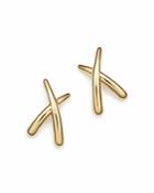 14k Yellow Gold Small X Stud Earrings