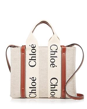 Chloe Woody Small Canvas Tote Crossbody Bag