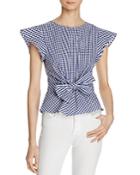 Lucy Paris Belted Ruffle Sleeve Gingham Top - 100% Exclusive
