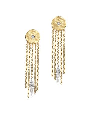 Meira T 14k White And Yellow Gold Disc And Fringe Earrings With Diamonds