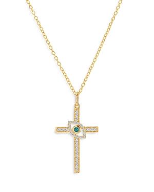 Bloomingdale's Diamond Cross With Evil Eye Pendant Necklace In 14k Yellow Gold, 0.20 Ct. T.w. - 100% Exclusive