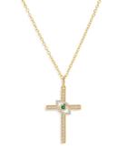 Bloomingdale's Diamond Cross With Evil Eye Pendant Necklace In 14k Yellow Gold, 0.20 Ct. T.w. - 100% Exclusive