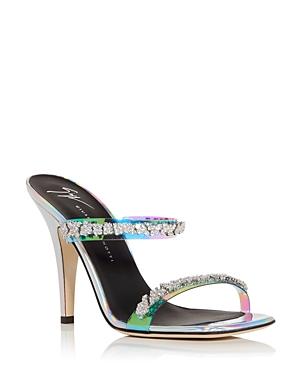 Giuseppe Zanotti Women's Double Band Crystal High Heel Slide Sandals