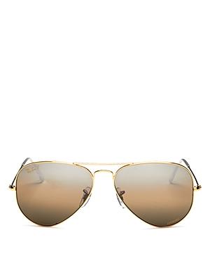 Ray-ban Women's Polarized Brow Bar Aviator Sunglasses, 58 Mm