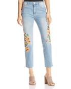 Free People Embroidered Straight-leg Jeans