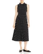 Karl Lagerfeld Paris Polka Dot Hammered Crepe Mock Neck Midi Dress