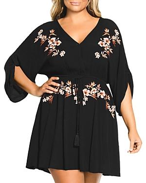 City Chic Plus Embroidered Drawstring-waist Tunic