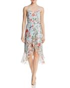 Alice + Olivia Mable Floral Print Silk Faux-wrap Dress