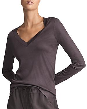 Reiss Selena Long Sleeve V Neck Top