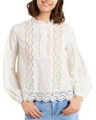 Gerard Darel Cameron Eyelet Pintucked Blouse