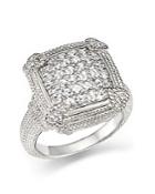 Judith Ripka Pave Linen Cushion Ring With White Sapphire