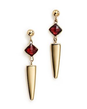 Garnet Dagger Drop Earrings In 14k Yellow Gold