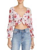 Endless Rose Floral Tie-front Cropped Top