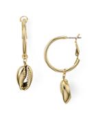 Aqua Gold-tone Shell Drop Earrings - 100% Exclusive