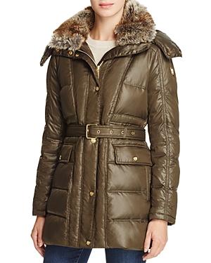 Vince Camuto Belted Faux Fur-trim Anorak