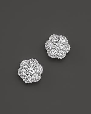Diamond Flower Cluster Stud Earrings In 14k White Gold, 2.25 Ct. T.w.