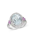 Bloomingdale's Aquamarine, Pink Sapphire & Diamond Statement Ring In 14k White Gold - 100% Exclusive