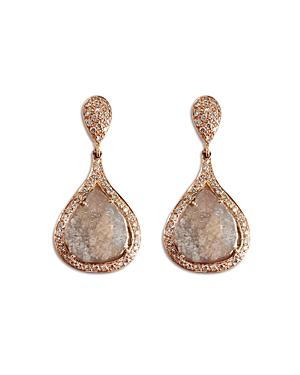 Amrapali Jewels Gray & White Diamond Slice Teardrop Earrings In 18k Rose Gold