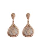 Amrapali Jewels Gray & White Diamond Slice Teardrop Earrings In 18k Rose Gold