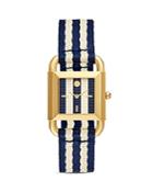 Tory Burch Phipps Navy Blue-and-ivory Stripe Dial Watch, 29mm