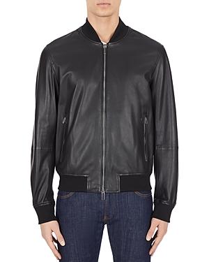 Armani Slim Fit Leather Bomber Jacket