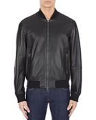 Armani Slim Fit Leather Bomber Jacket