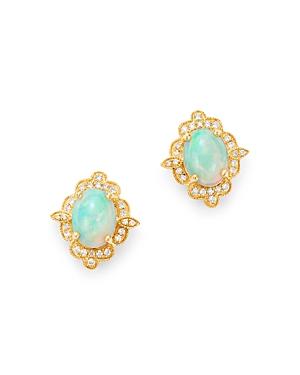 Bloomingdale's Opal & Diamond Earrings In 14k Yellow Gold - 100% Exclusive