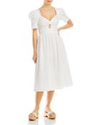 Aqua Puff Sleeve Tonal Stripe Dress - 100% Exclusive