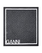 Ganni Organic Cotton Voile Logo Scarf