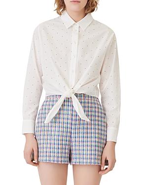 Maje Chalise Polka Dot Shirt With Tie Hem