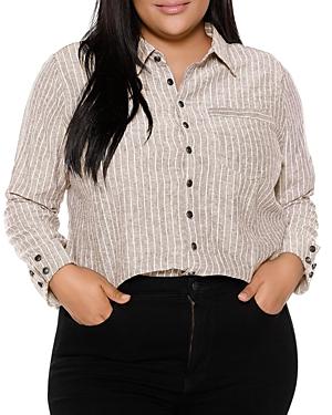 Belldini Plus Striped Button Up Shirt