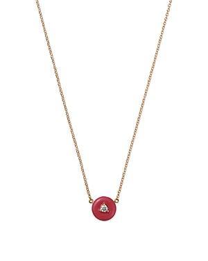 Moon & Meadow 14k Yellow Gold Diamond & Enamel Disc Pendant Necklace, 16-18