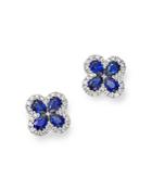 Bloomingdale's Blue Sapphire & Diamond Clover Stud Earrings In 14k White Gold - 100% Exclusive