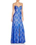 Aqua Sweetheart Neck Lace Gown
